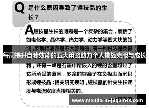 每周提升自我效能的五大策略助力个人挑战克服与成长